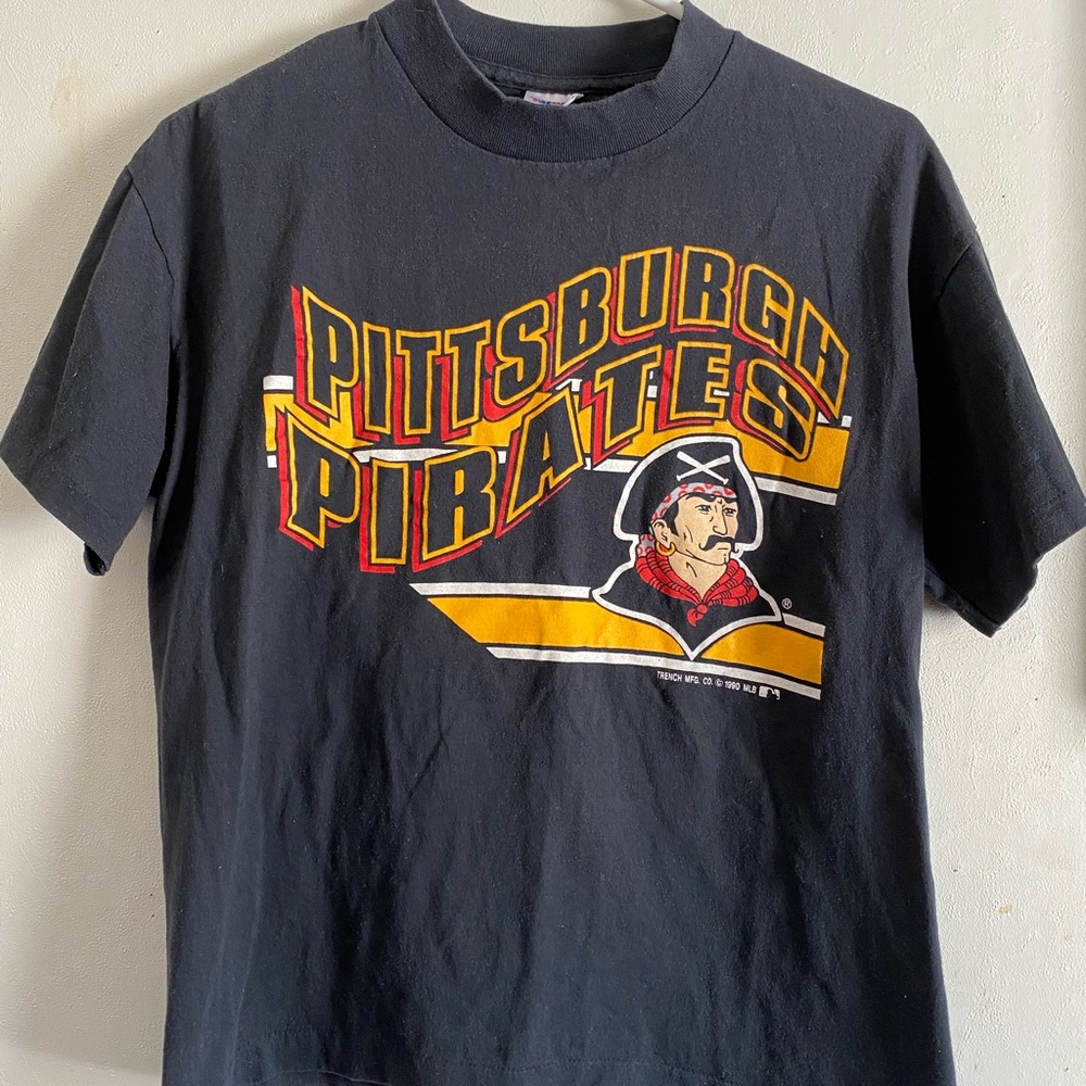 Vintage 90s Pittsburgh Pirates Logo Black MLB T-Shirt